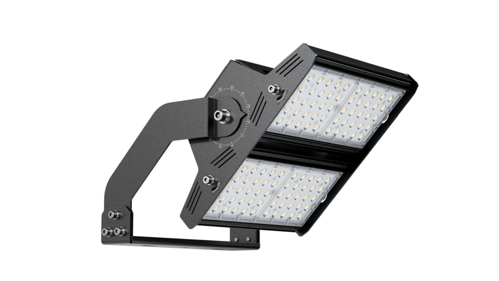 Projecteur LED Speqtris Sport Olympe conçu pour l’éclairage des terrains de tennis selon la norme EN 12193
