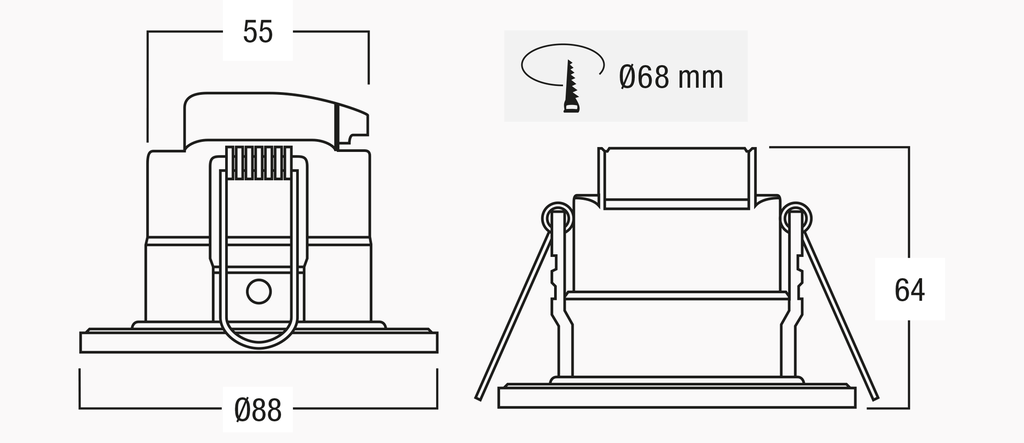 Downlight HECTOR, IP65, CCT, encastr. Ø68mm, finition blanc