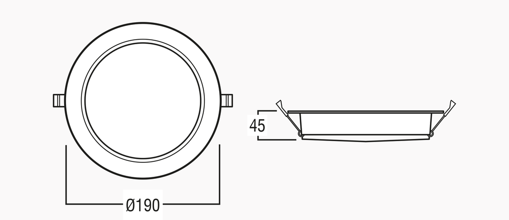 Downlight HORUS 18W 6 CCT IP54 Blanc - Cutout 160-170mm 