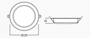 Downlight HORUS 35W 8'' CCT changing IP54 Blanc Cutout 200-210mm 