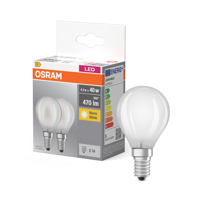LED Base Classic P 40 Filament 4.2W 827 Frosted E14