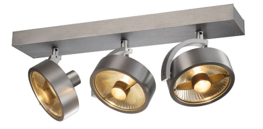 Applique et plafonnier KALU, à 3 lampes, QPAR111, rond, alu brossé, max. 225 W