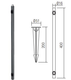 XROCK TUBULAR EXTENSION WITH SPIKE CO     extension 400mm