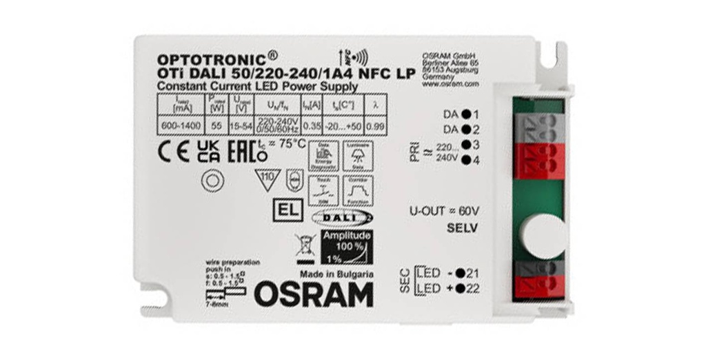 DRIVER 22-55W 1050mA CC DALI 