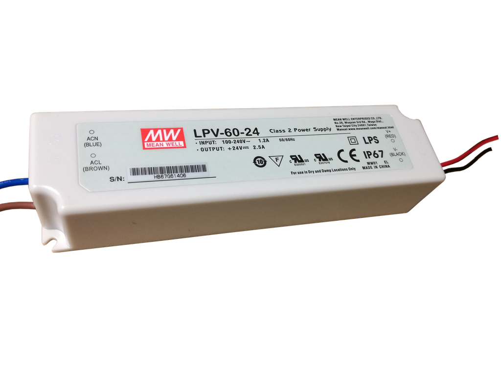 MeanWell LED transfo IP67 24VDC 60W