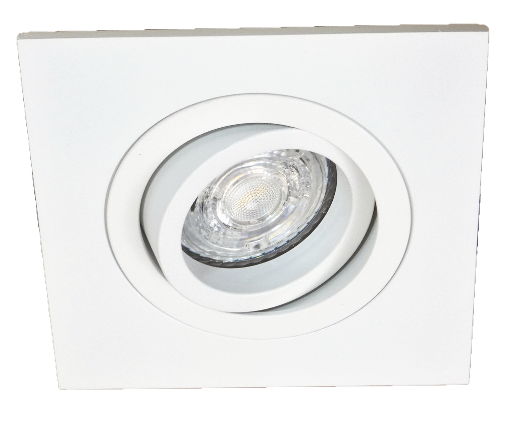 Spot Encastré carré GU10/GU5,3 orientable a ressorts BLANC