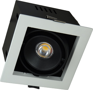 Spot Encastré carré 10W 3000K 36° CRI>80 800Lm IP20 TriacDIM 118mm BLANC-intérieur NOIR