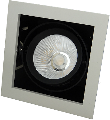 Spot encastré carré 15W 3000K 36° CRI>80 1200Lm IP20 TriacDIM 191mm BLANC-intérieur NOIR