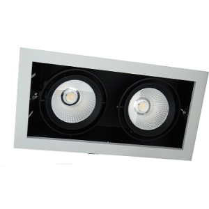 Spot encastré double orientable 2x15W 3000K 36° CRI>80 2x1200Lm IP20 TriacDIM 356x191mm BLANC-intérieur NOIR
