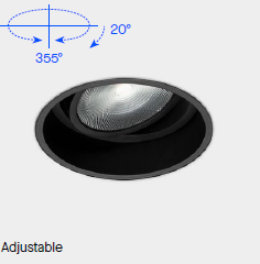 Recessed ceiling lights Nit Recessed Round Adjustable ø120 LED 26.9W 3000K CRI 92 37.8º ON-OFF Black IN IP20 / OUT IP44 3117lm