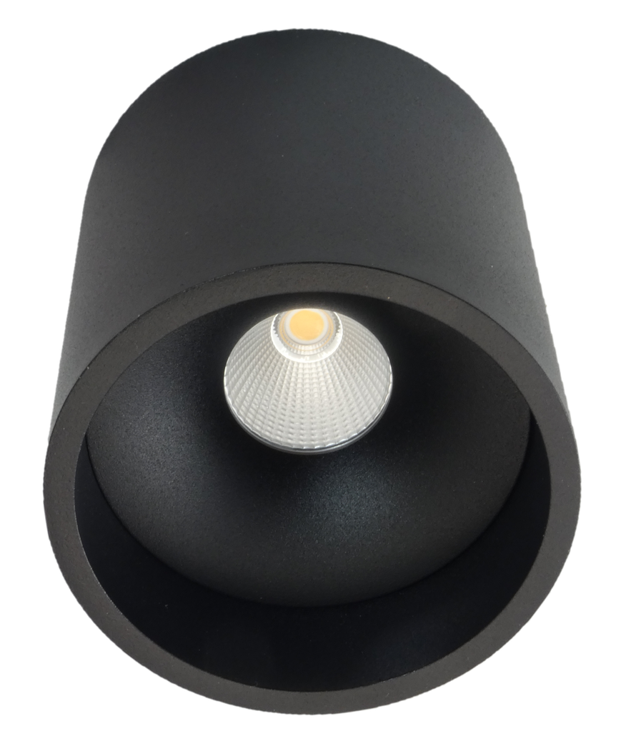 Plafonnier apparent rond 9W 36° 3000K IP20 - completement NOIR
