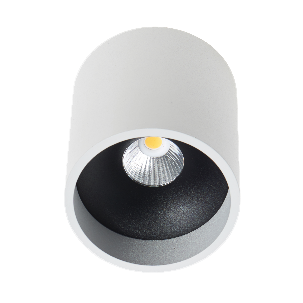 Plafonnier apparent rond 9W 36° 3000K IP20 - extérieur BLANC/intérieur NOIR