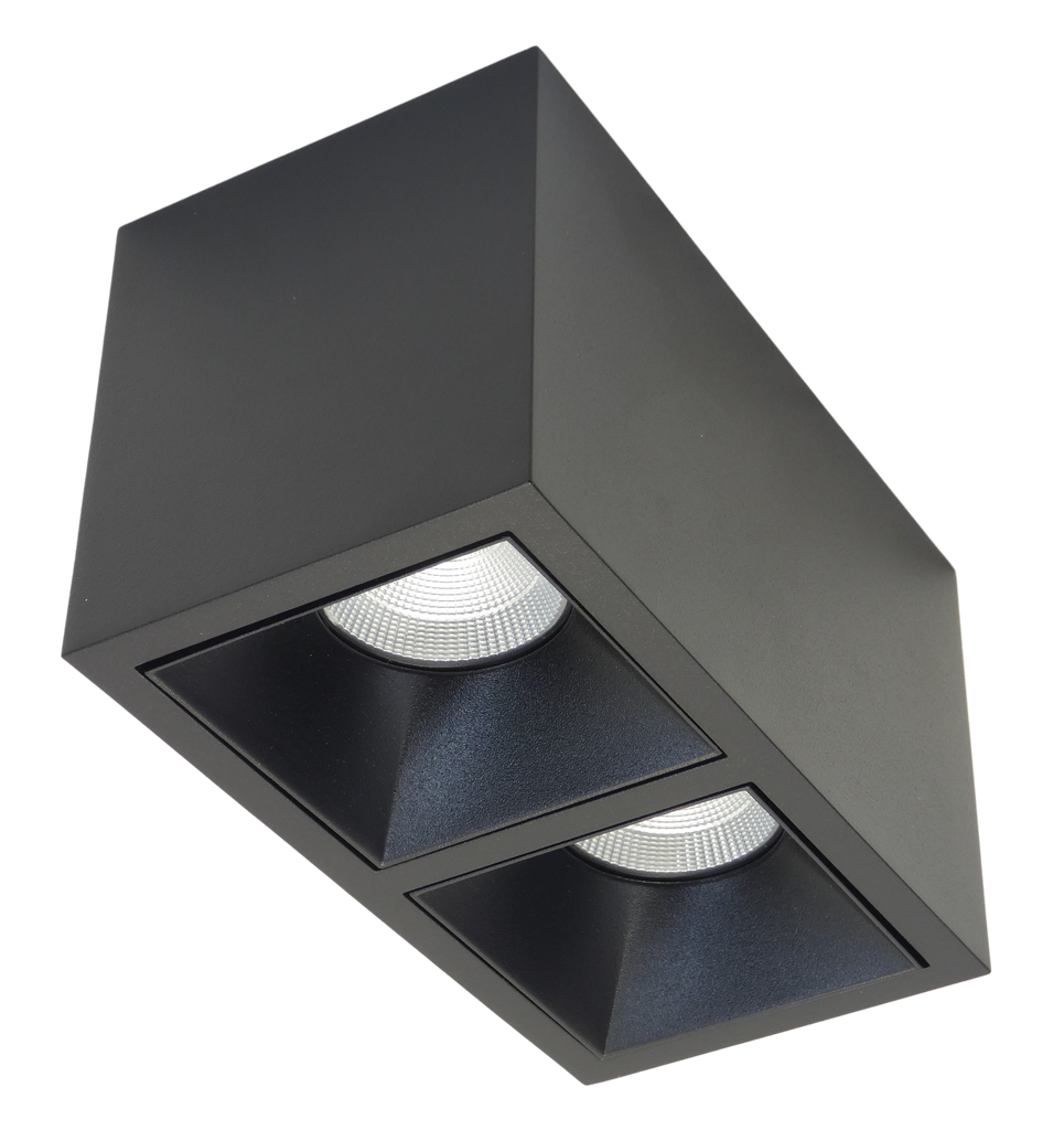 Plafonnier apparent 2x8,9W 3000K CRI>80 48° 2x1135Lm TriacDIM 162x85x93mm NOIR