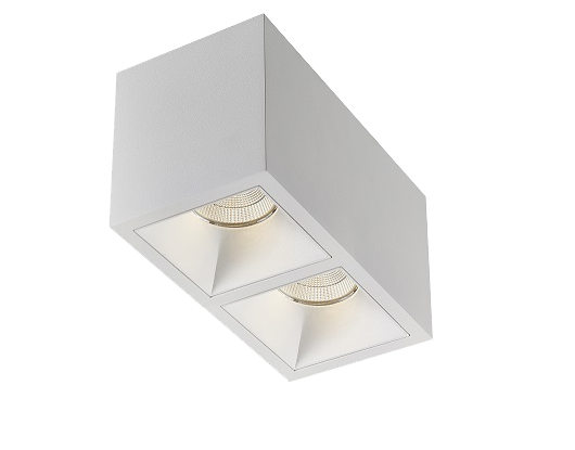 Plafonnier apparent 2x8,9W 3000K CRI>80 48° 2x1135Lm TriacDIM 162x85x93mm BLANC