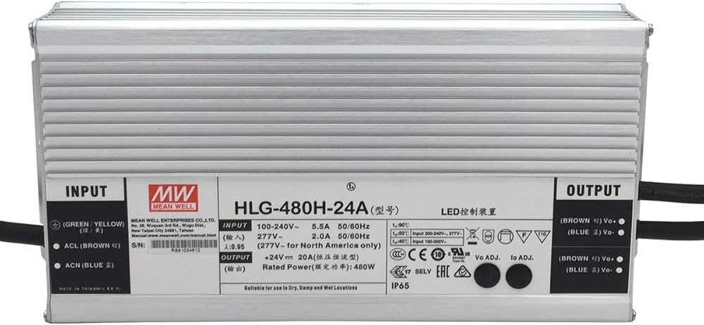MeanWell LED transfo IP67 24VDC 480W