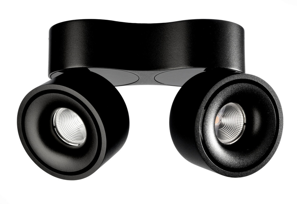 Surface-mounted ceiling light - Uni II Double Tilt, 20 W, DIM, 3,000 K, black