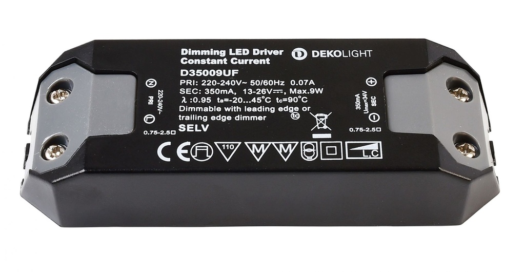 LED-Powersupplyunit,BASIC,DIM,CC,D35009UF/9W,dimmable:leading/trailingedge,inputvoltage:220-240VAC/50-60Hz,outputvoltage:11-26VDC,outputcurrent:350mA,3,90-9,00W,IP20