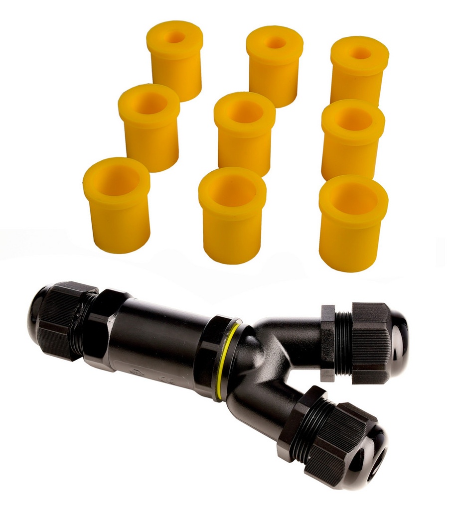 OutdoorMultiY-Connectorfor3Cable4-14mm,3CableCores0.5-4mm²,max.450VAC/24A,PA66GFUL90,black,Length:139,71mm,IP68/max.2m