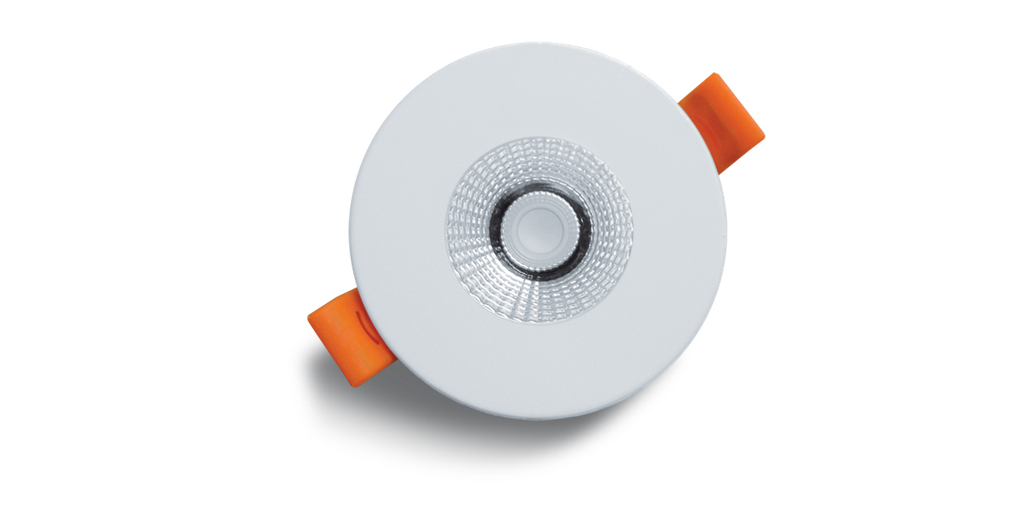 Spot ORION 7 watts, IP44, 36°, collerette blanche, blanc chaud 3000K