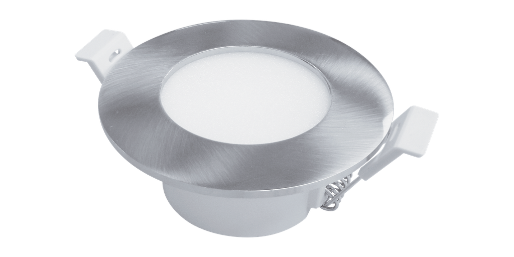 Spot Jupiter 7 watts, IP44, collerette nickel brossé, blanc chaud 300