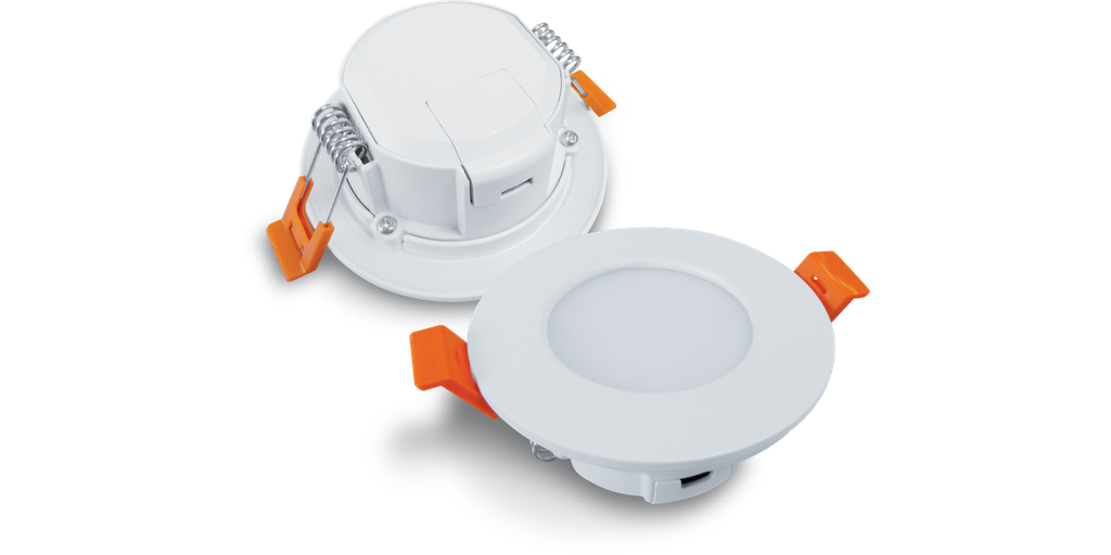 Spot Jupiter 7 watts, IP44, collerette blanche, blanc chaud 3000K