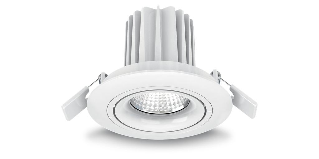 Downlight LUNA IP65, 10 watts, 40°, encast. Ø92mm, blanc naturel 4000