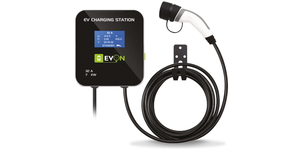 Borne recharge EVON pour véhicule 7kW avec câble Type 2 5M
