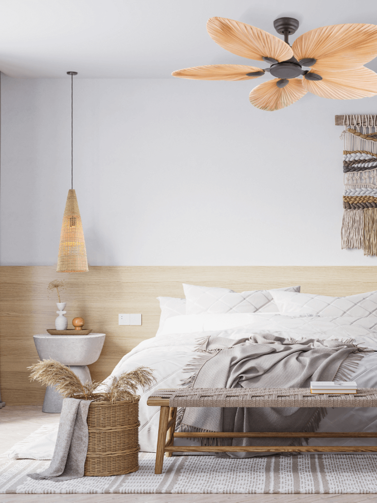 PENDANT FAN COFFEE PALM LEAF WITHOUT LAMP