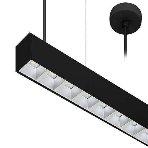 LINEAR 1 P 38W 6625Lm 75° Noir mat - Argent