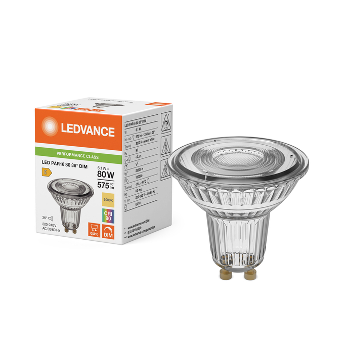 LED PAR168036 DIM 6.1W 930 GU10 P LEDV 