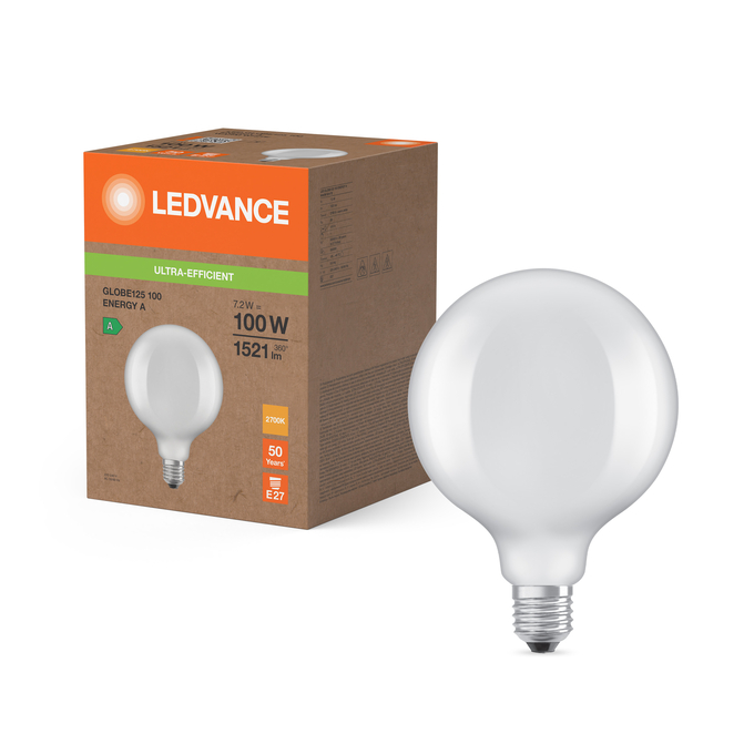 LED G125 100 EELA 7.2W 827FILFR E27 S LEDV 