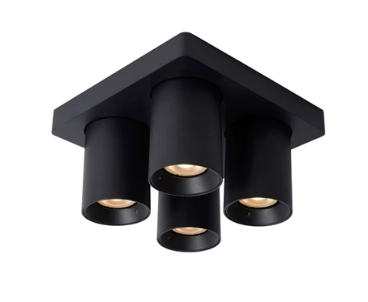 Spot plafond - LED Dim to warm - GU10 - 4x5W 2200K/3000K - Noir