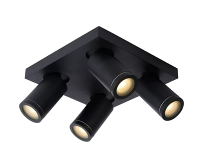 TAYLOR Spot plafond SdBain-Noir-LED Dimm.-4xGU10