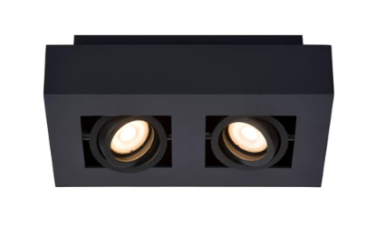 XIRAX Spot plafond-Noir-LED Dimm.-2xGU10-5W