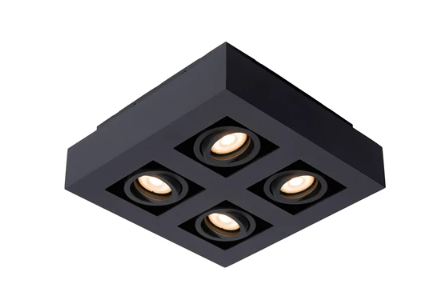 XIRAX Spot plafond-Noir-LED Dimm.-4xGU10-5W