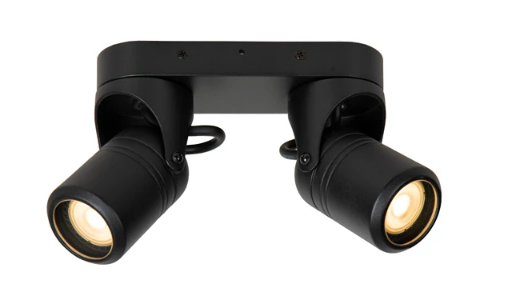 NIORT Spot plafond Extér.-Noir-2xGU10-6W-IP44