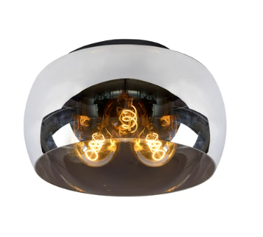 OLIVIA Plafonnier-Fumé-Ø40-3xE27-40W-Verre