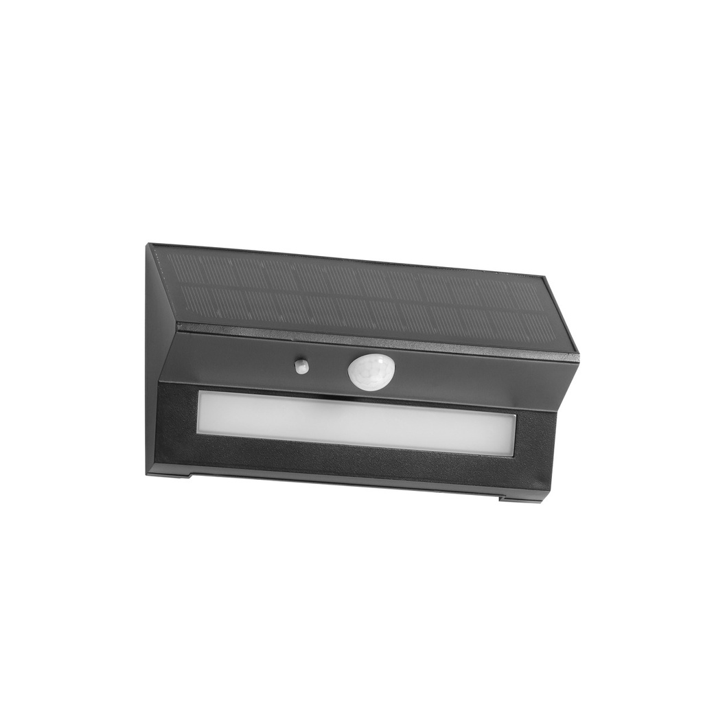 Applique solaire TONA Asymmetric IP44 LED SMD 6W 600lm CRI80 3000K Crépuscule,Mouvement Noir