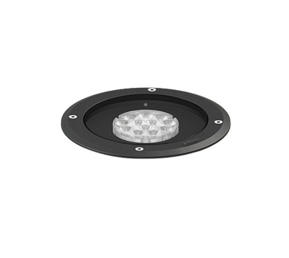 Encastré de sol HARRIER 3 LED - 15w - 1318lm sortant - 3000°K - IP67 - IK10 - Optique 15° (nN) - Finition couleur  Noir - RAL : 9011