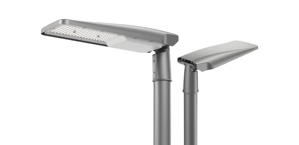 Eclairage Mât VERONA 150W 3000K 150x70° 0-10V Gris +Rotule +Câble 15m