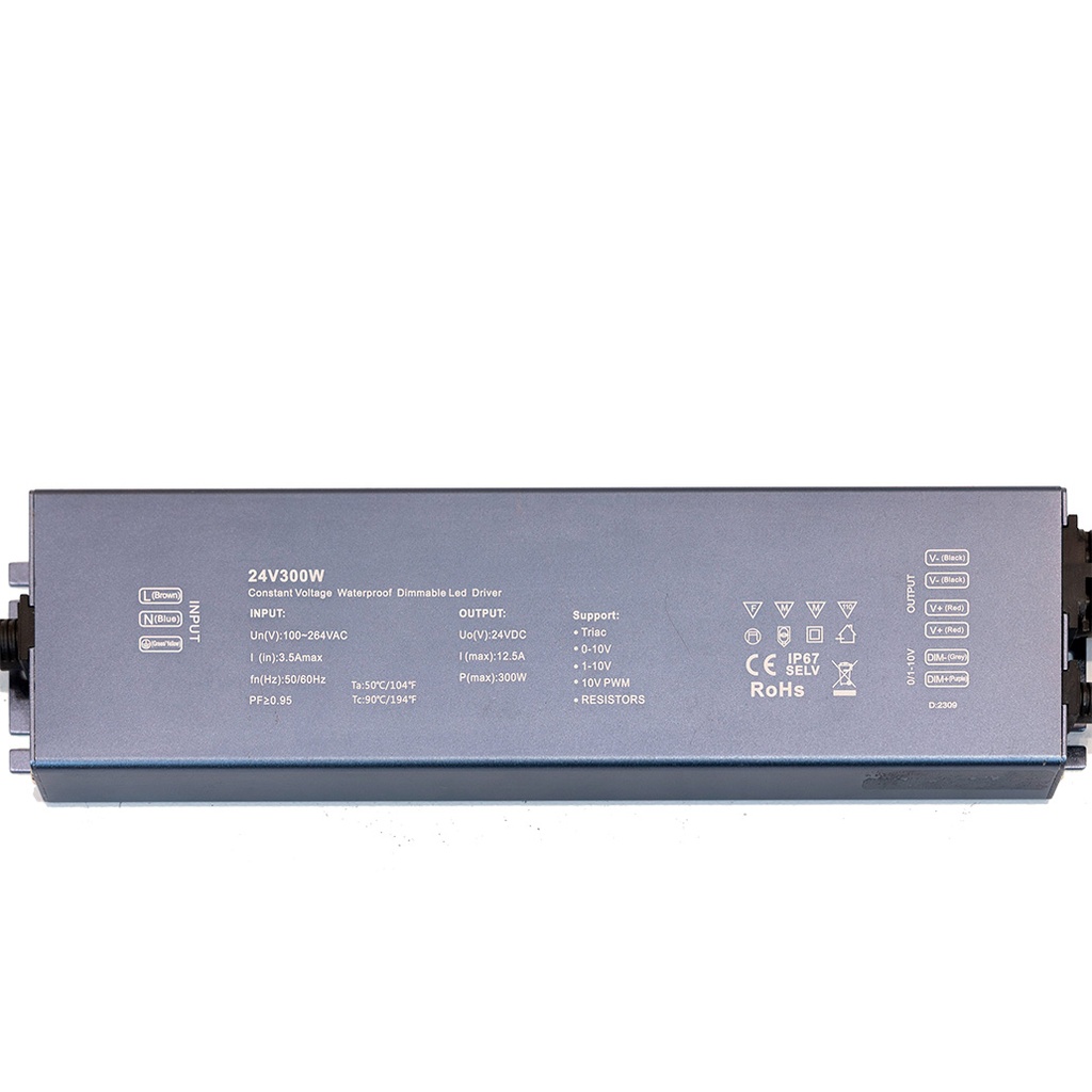 Alim. LED 300W DC24V Dimmable TRIAC IP67