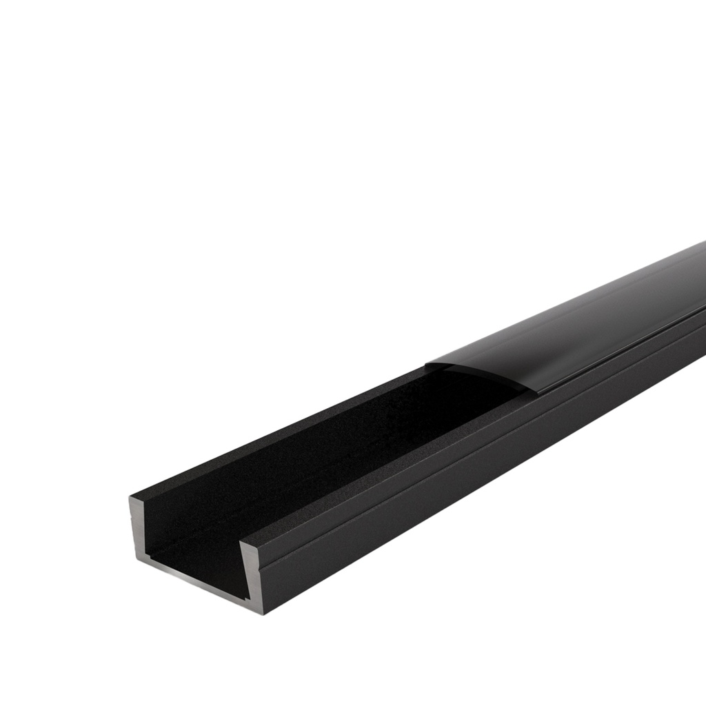 LEON Profilé Apparent 2,9m Noir avec diffuseur noir - Individuel