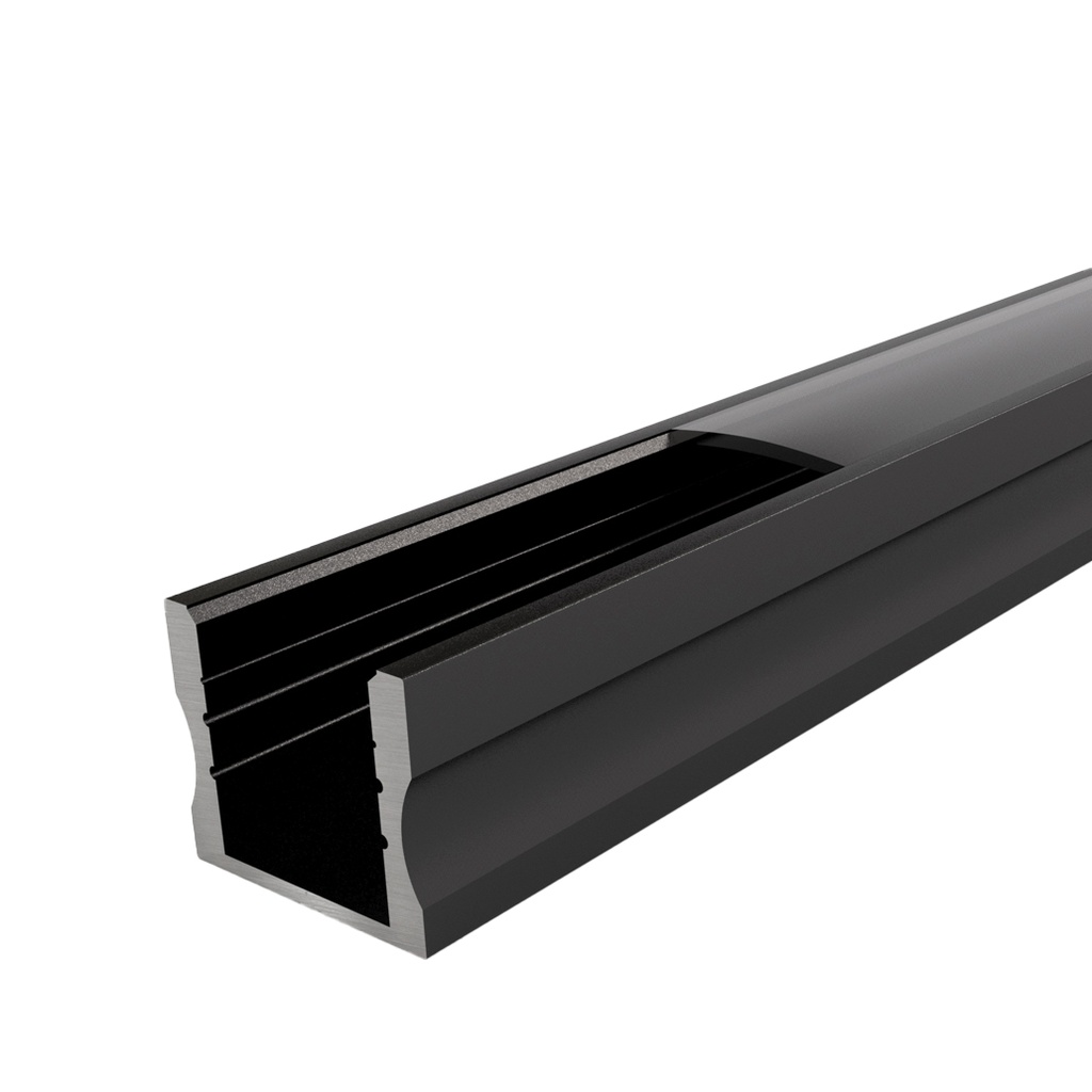 PORTO Profilé Apparent 2,9m Noir avec diffuseur noir - Individuel