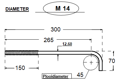 Kit d'ancrage L M14*300*70/150 - électro-zingué