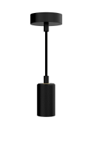 Segula, Electrical accessories, Segula E27 socket for designer bulb, black, with 5 m fabric cable and canopy, Metal, Plastic, Height: 80 mm, Diameter: 50 mm, 60.0 W, IP 20