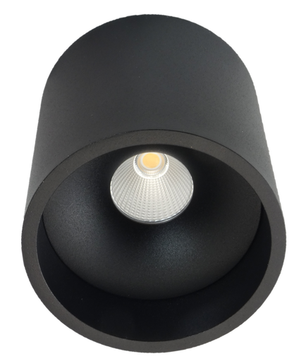 [L4Y0055B] Plafonnier apparent rond 9W 36° 3000K IP20 - completement NOIR