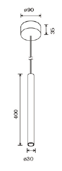 [L4Y0718B] Suspension tube led Noir led 6W 30° 400lm 3000K DIM