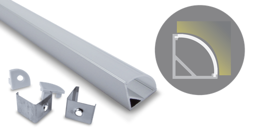 [W4L021419] Profilé aluminium dangle, 2000mm, diffuseur opale, pour ruban 10mm