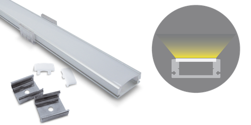 [W4L022004] Profilé aluminium basic fin, 2000mm, diffuseur opale, pour ruban 10-1