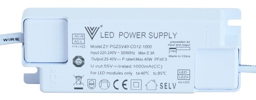 [L4YZY-PGZSV40] Led Driver pour Dalles 0504/5-0506/7 DIM Triac 40W 1000mA